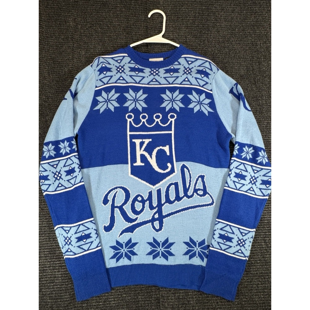 Kansas City Royals MLB Knit Ugly Christmas Sweater Blue Crewneck Fan Apparel - S